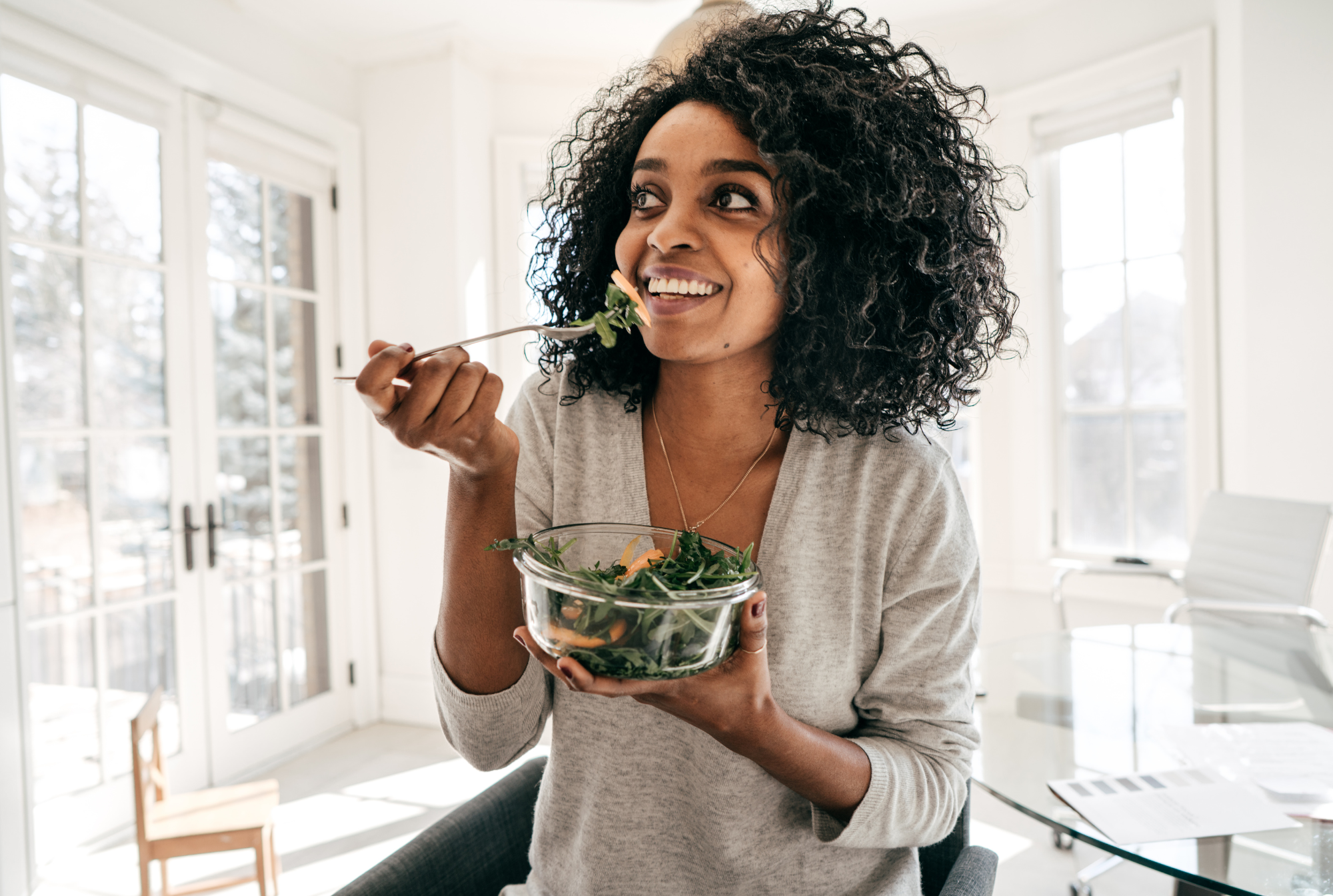 Girl Eating Salad