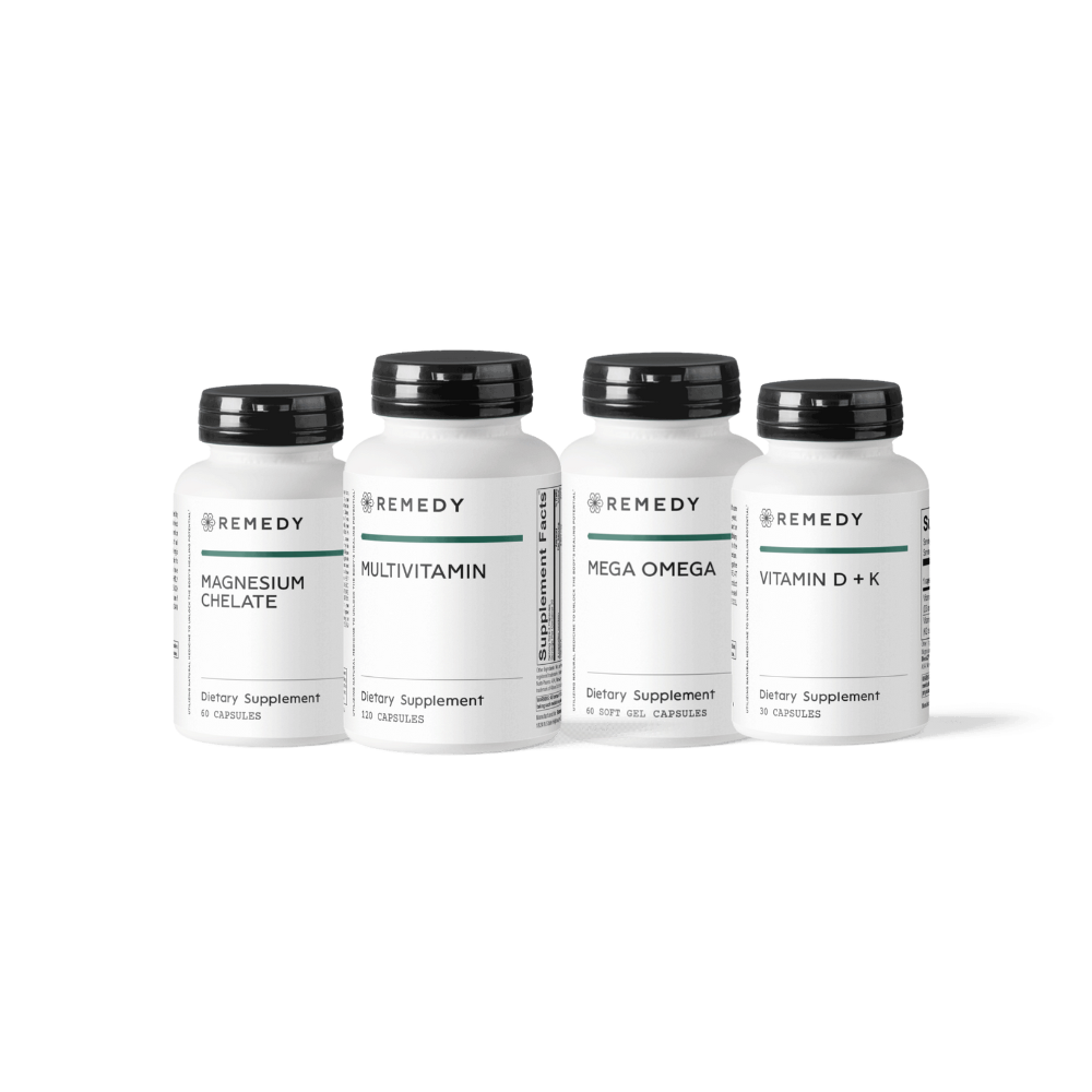 Remedy Health Foundations Bundle with Magnesium Chelate Multivitamin Mega Omega and Vitamin D and K