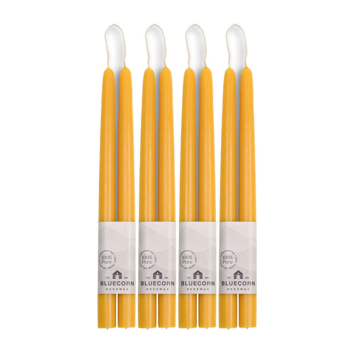 Hand-Dipped Beeswax Taper Candles - Bulk 4-Pair Bundle