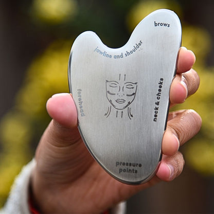 Face Gua Sha Tool | 100% Stainless Steel | Depuff, Sculpt, Tone