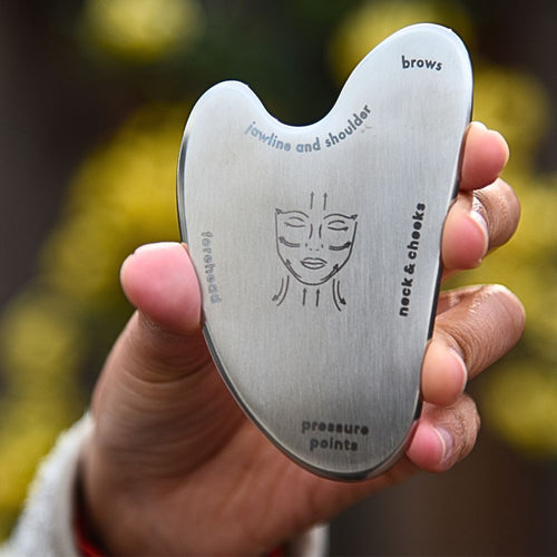 Face Gua Sha Tool | 100% Stainless Steel | Depuff, Sculpt, Tone