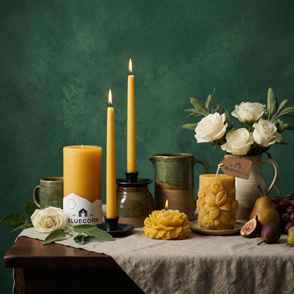 Hand-Dipped Beeswax Taper Candles - Bulk 4-Pair Bundle